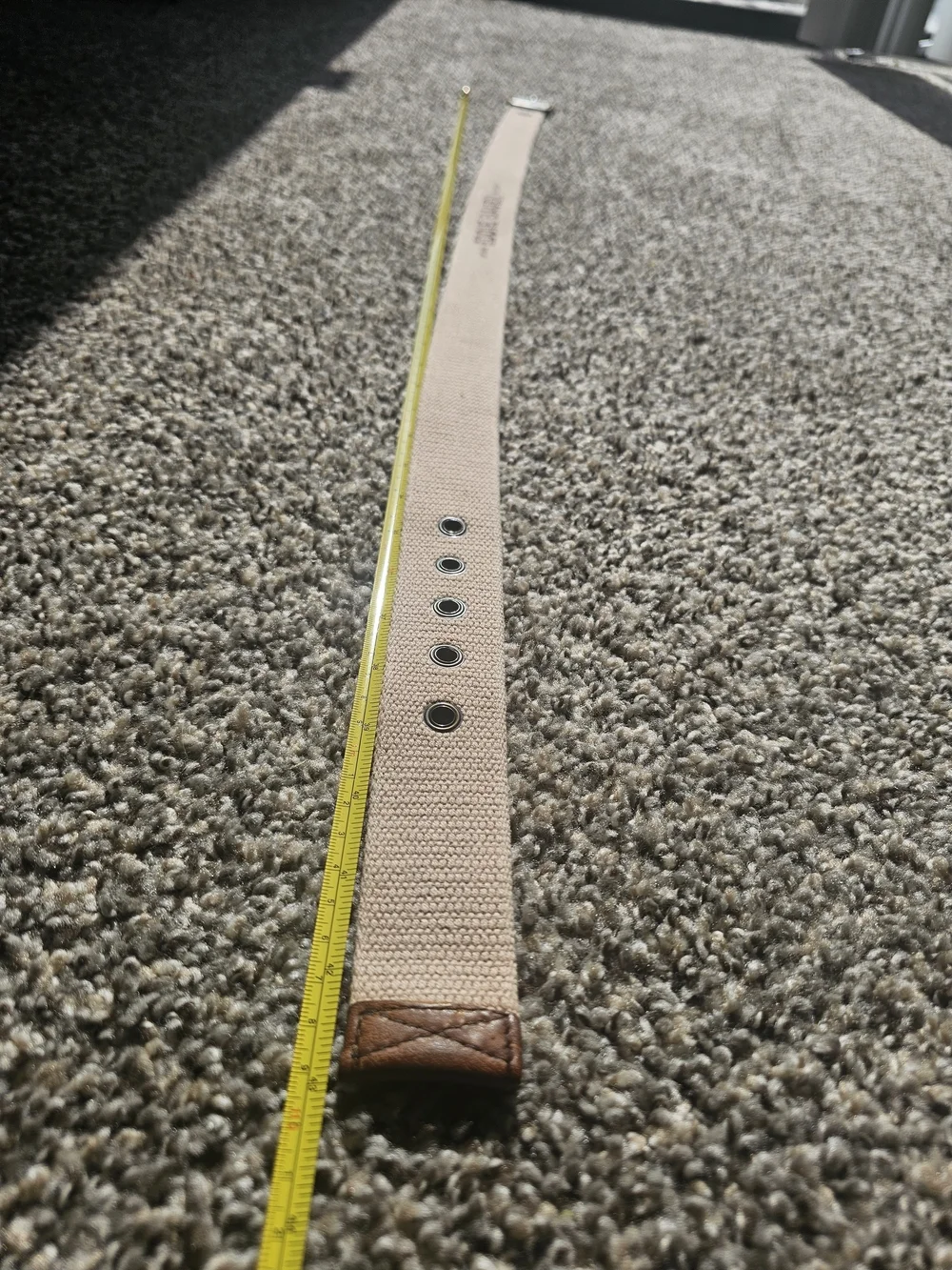 Eddie Bauer Beige Canvas Belt with Red Logo